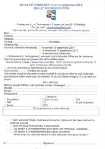 Le bulletin d'inscription participant